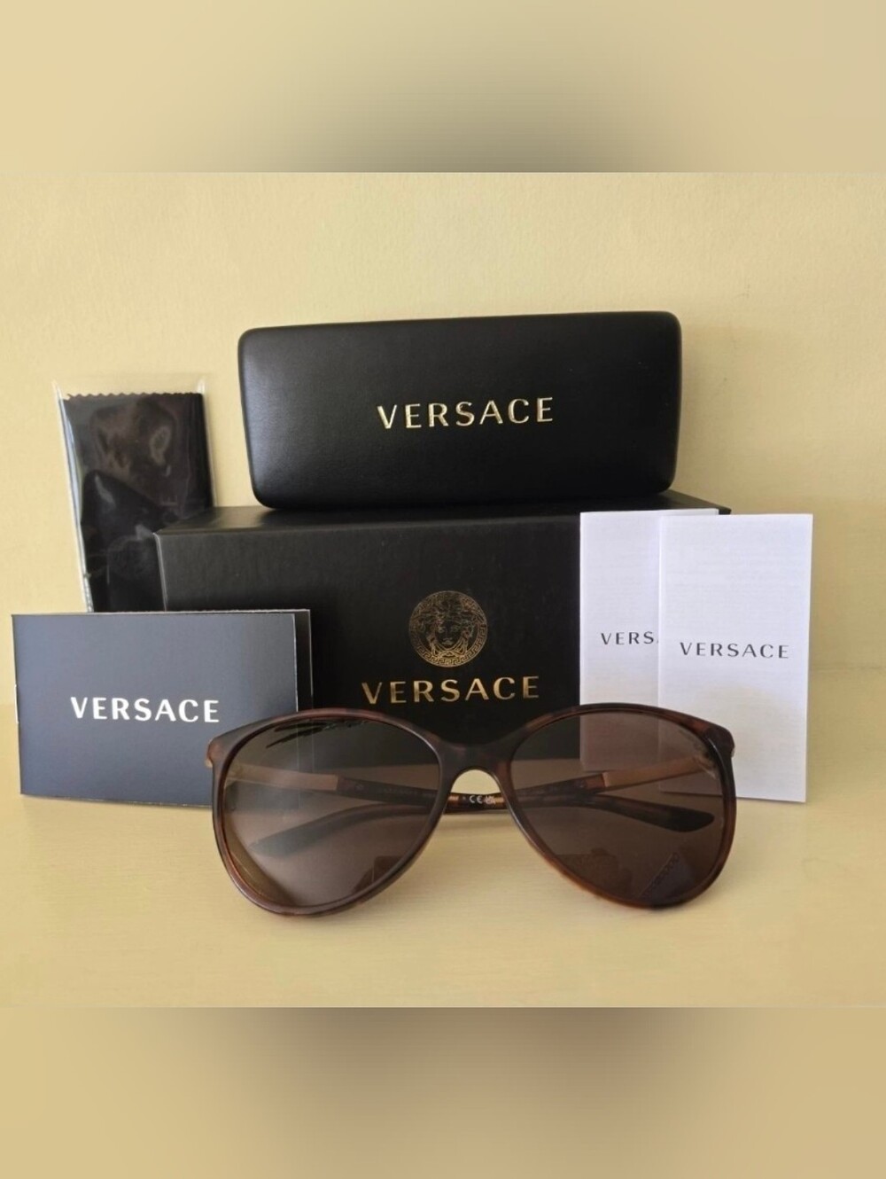 VERSACE OVE4260 Amber Havana Sunglasses With Brown Lens 58-16-140 With Box